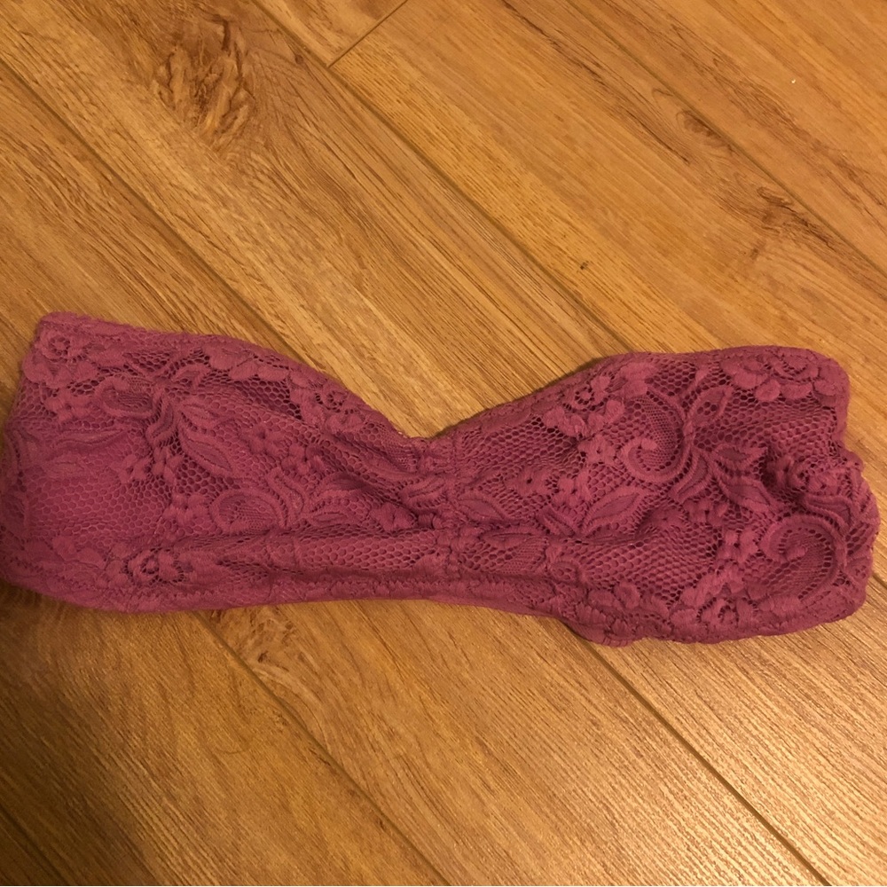 Xhilaration Purple Magenta Lace Strapless Strappy Back Bandeau Bralette